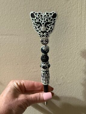 Luxury CC Black & Silver Decorative Leopard Pen